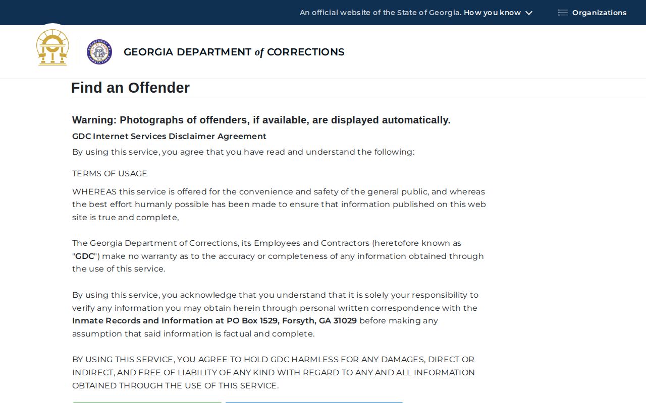 Georgia corrections search for Rockdale County released inmate records