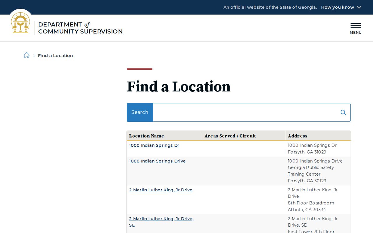 Georgia DCS office locator for Rockdale County probation and parole