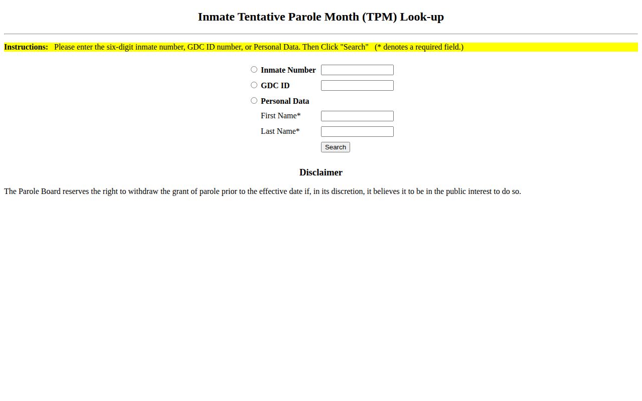 Georgia tentative parole month lookup for a Rockdale County projected release date